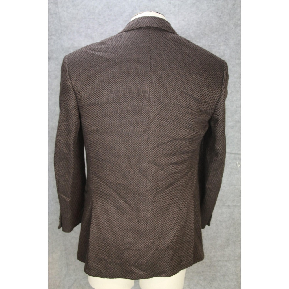 VTG Valentino Boutique Blazer Men 38R Brown Check Pure Cashmere Sport Coat Italy - Picture 4 of 16